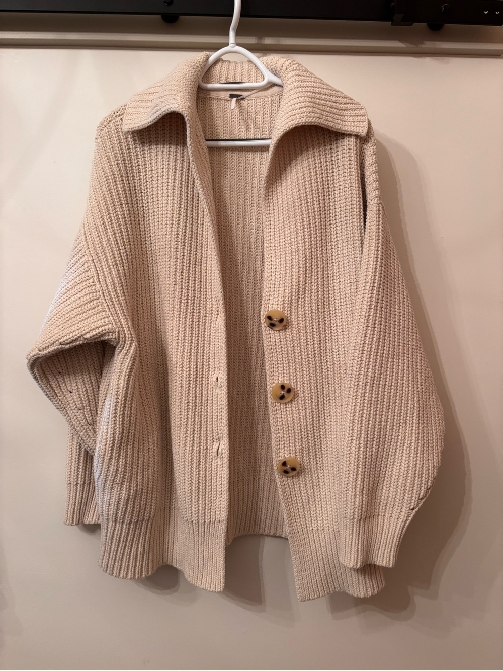 Free People Cream Chunky Button-Front Cardigan